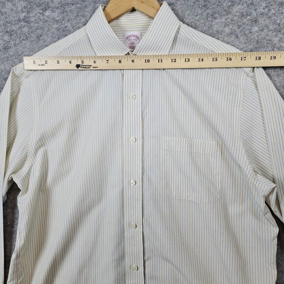 Brooks Brothers 346 Men's Size 15 1/2-4/5 Yellow & Blue Stripes Dress Shirt 15.5 - Picture 8 of 16
